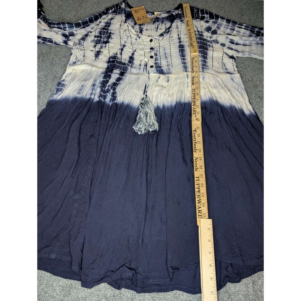NWT Riviera Sun Women's Size 2XL Tie-dye Blue White Dress Boho Flowy Hippie - Picture 9 of 12